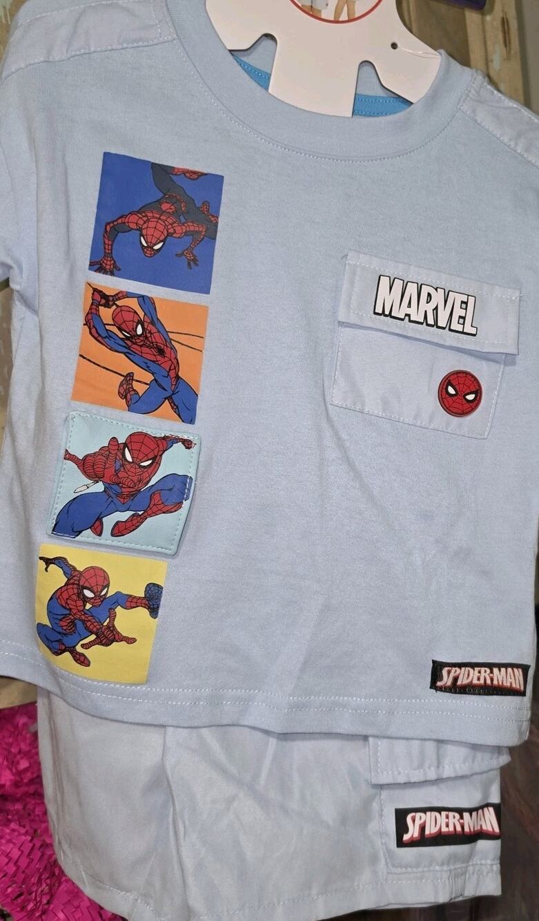 Marvel Spiderman Light Blue 2 piece short set NWT 18M
